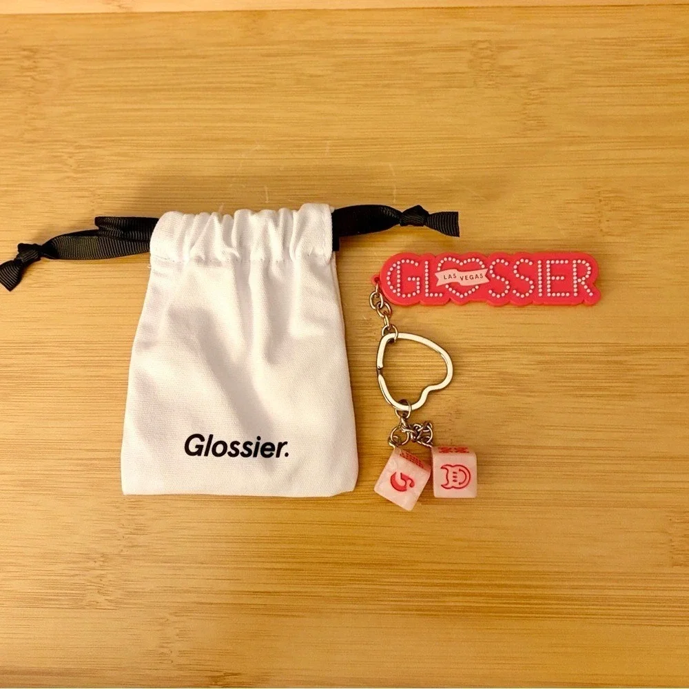 Glossier Las Vegas Keychain & Pouch NEW! Limited Edition